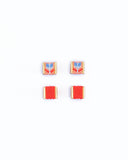 Beaded Handwoven Tulip Stud Pack (Teal/Rust)