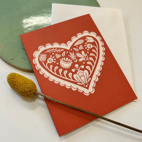 Folk Valentine Heart Card