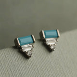 Art Deco Sterling Silver/Turquoise Stud Earrings