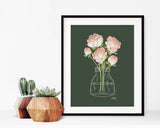 Sunday Peonies - floral illustration print