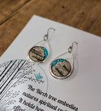 Stainless Steel Turquoise Birch Bark Earrings Nature Earth