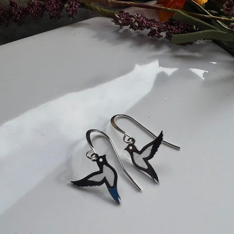 Mini Bluebird Stained Glass Resin Earrings