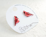Red Cardinal Winter Bird Stud Earrings