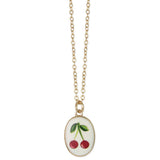Cherry Vintage Enamel Cherries Gold Necklace