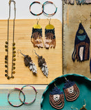 Altiplano Sand Beaded Feather Earrings