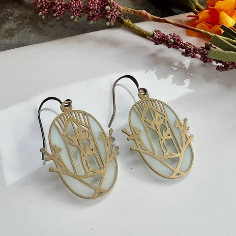 Winter Garden Stained Glass Resin Earrings