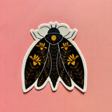 Gray Vines Moth Vinyl Sticker