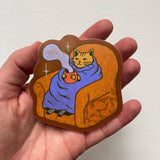 Sticker - cozy armchair cat