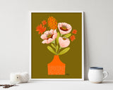 Retro Blooms - floral illustration print