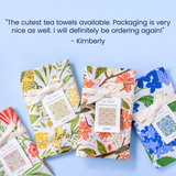 Blue Songbird Tea Towel - Bird Floral Kitchen Towel Decor