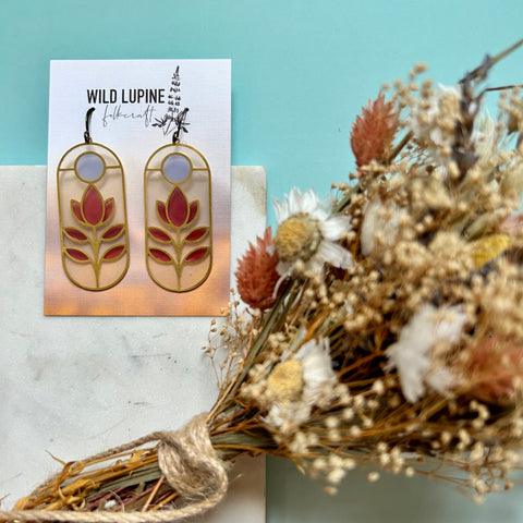 Dogwood Stained Glass Resin Earrings