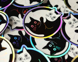 Holographic Yin Yang Cat Vinyl Sticker