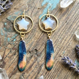 Celestial Flight Feather and Opalite Earrings