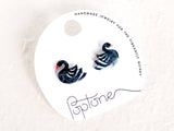 Black Swan Bird Stud Earrings