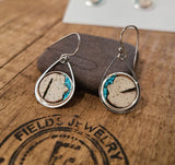 Stainless Steel Turquoise Birch Bark Earrings Nature Earth