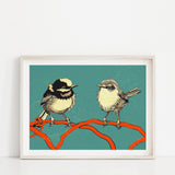 BIRD COUPLE Vibrant Giclée Art Print by Renée Staeck