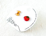 Mismatched Tomato & Bowtie Pasta Stud Earrings