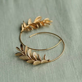 Botanical Leaf Hoop Earrings