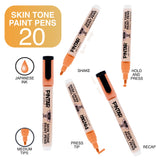 Pintar Skin Tone Paint Pens and Water-Based Marker 20 Pack Set | 5.0MM Medium Tip for Outlining, Painting, Drawing on Rocks, Canvas, Tiles, Non-Stick Surfaces | Quick Dry Action Markers