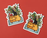 Cat in Plants Vinyl Sticker