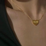 “11:11” Engraved Heart Necklace