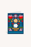 Folk Flowers Thank You Greeting Card
