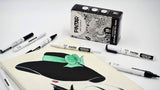 PINTAR Art Supply Professional Outline & Fill Pack - Set of 18 Black/White Paint Markers (6) 0.7mm (6) 1mm (6) 5mm Tips - Smooth-Flowing Japanese Ink