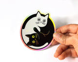 Holographic Yin Yang Cat Vinyl Sticker