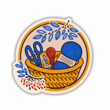 Knitting Basket Sticker | Crochet & Yarn Craft