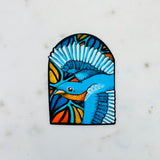 Dear Darlington Bluebird Arched Stained Glass Sticker