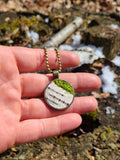 Mossy Birch Bark Circle Bronze Necklace Earrings Set Nature