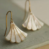 Mother of Pearl Art Deco Fan Earrings