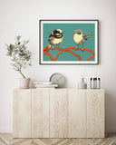 BIRD COUPLE Vibrant Giclée Art Print by Renée Staeck