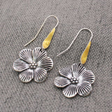 Mixed Metal Silver Flower Earrings