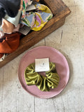 Lime Satin Scrunchy