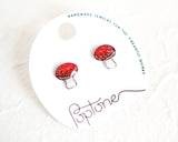 Red Mushroom Toadstool Earrings