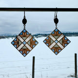David quilt block // stained glass resin earrings