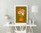 Retro Blooms - floral illustration print
