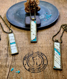 Narrow Turquoise Birch Bark Necklace | Rustic BEST SELLER