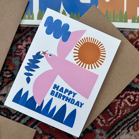 Happy Birthday Pink Bird Card