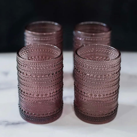 Pink Hobnail Drinking Glasses