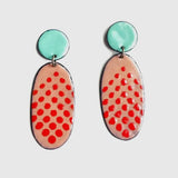 Red & Aqua Enamel Post Earrings