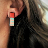 Rectangle Enamel Stud Earrings