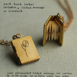 Engraved Wildflower Book Locket Necklace