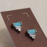 Art Deco Sterling Silver/Turquoise Stud Earrings