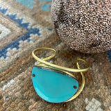Donte Cuff, Aqua Enamel & Brass - Small Size 6