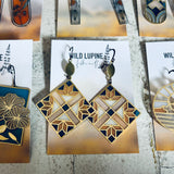 David quilt block // stained glass resin earrings