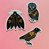 Gray Vines Moth Vinyl Sticker