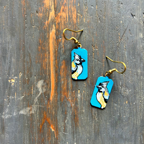 Dear Darlington OOAK Earrings: Juniper Titmouse