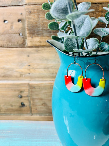 Modern Enamel Dangle Earrings